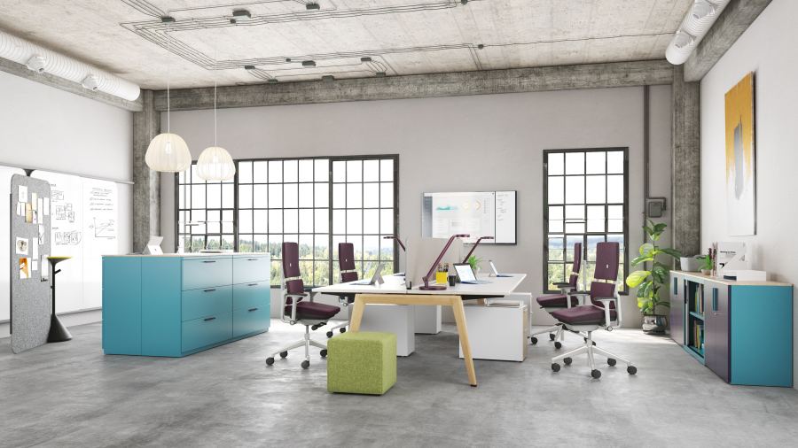 Steelcase Chairs in busy modern office space